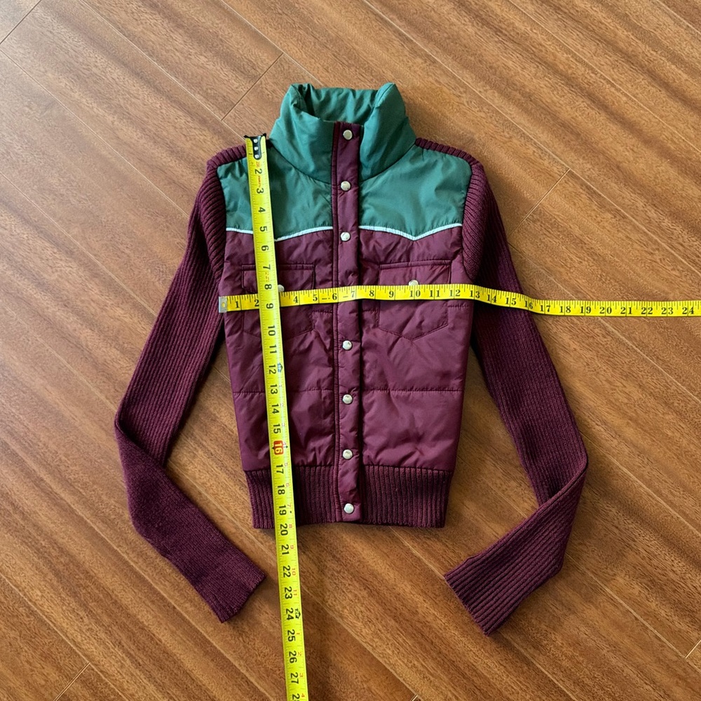 Vintage Mossimo Burgundy Puffer Sweater Jacket - Size S - Picture 2 of 11